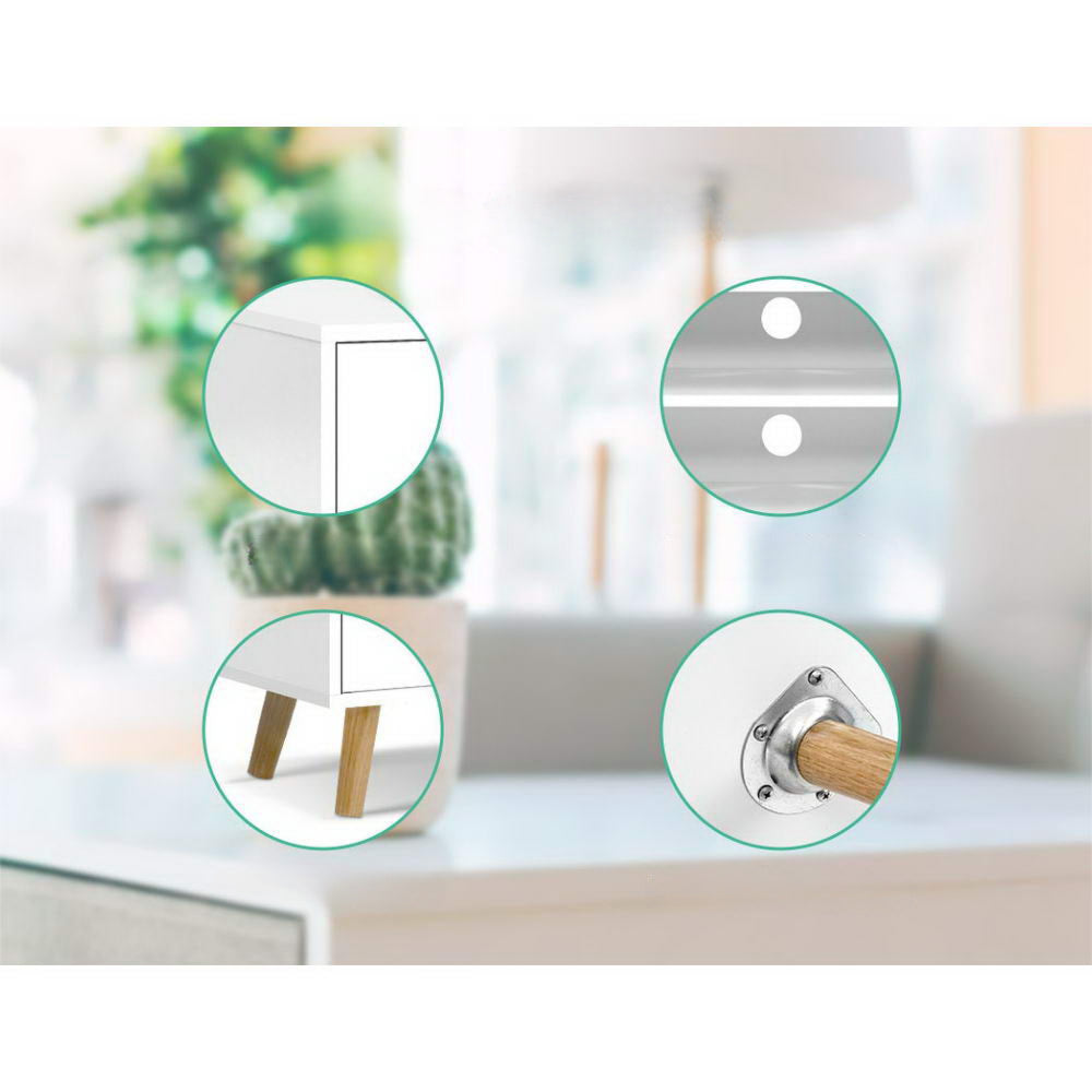 TV Cabinet Entertainment Unit Stand Wooden Scandinavian 120cm White