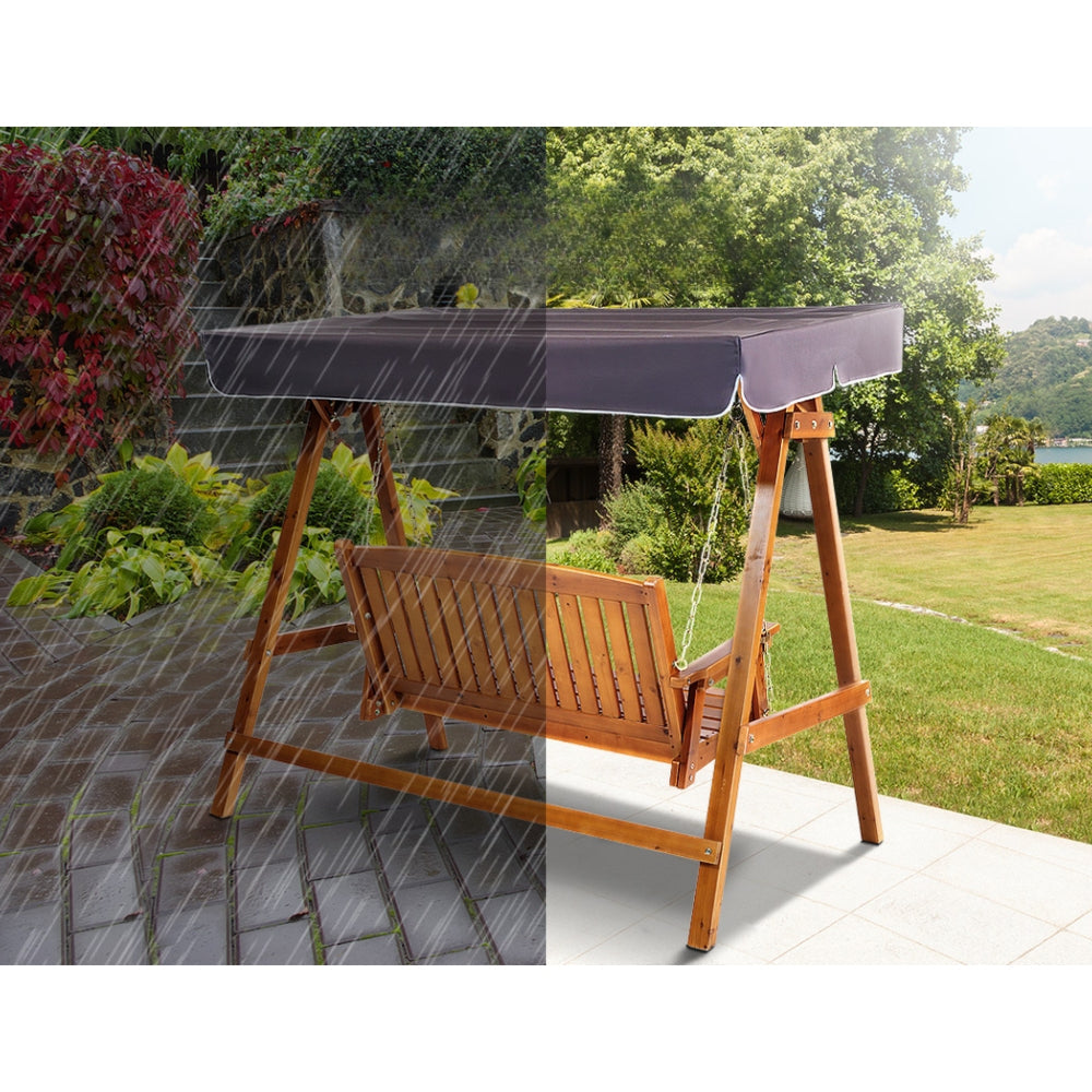 Wooden Swing Chair Canopy Outdoor Garden Bench - Brown