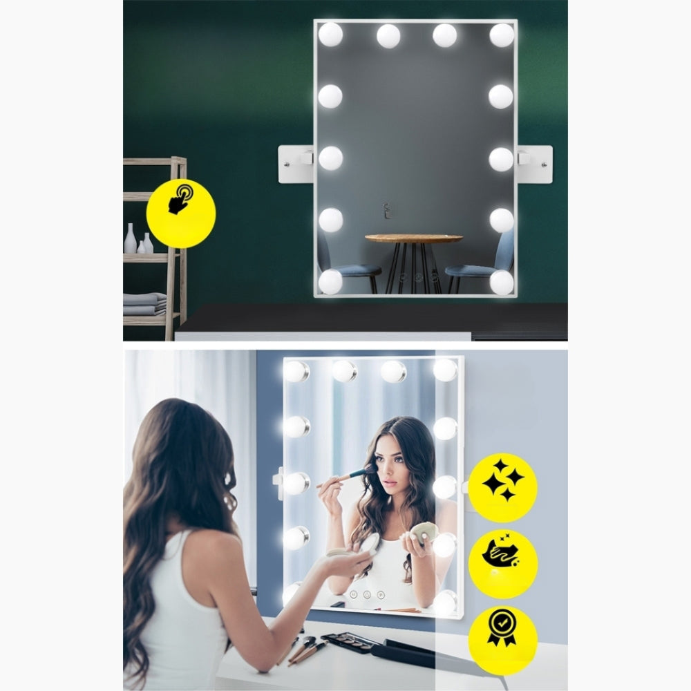 Hollywood Wall Makeup Mirror with Vanity Light  - 12 LED Bulbs