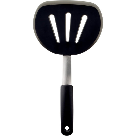 Silicone Pancake Turner Spatula for Non-Stick Cookware - Black
