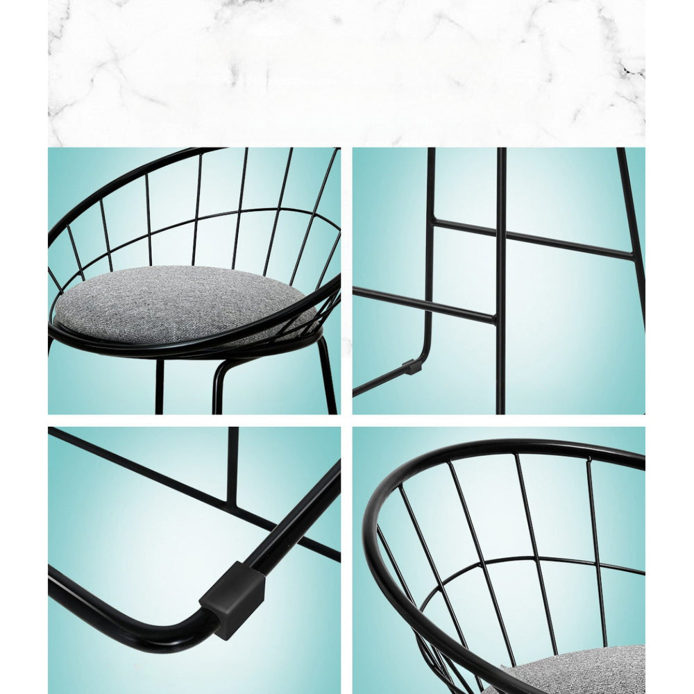 Set of 4 Bar Stools Steel Fabric - Grey and Black