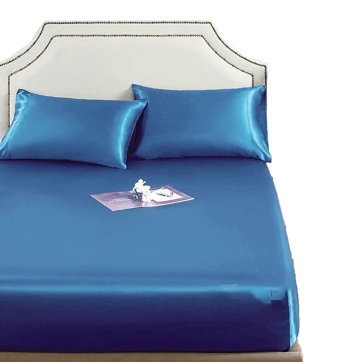 1800TC Microfibre Silky Soft Satin Comfort Hypoallergenic Fitted Sheet Set - Ocean