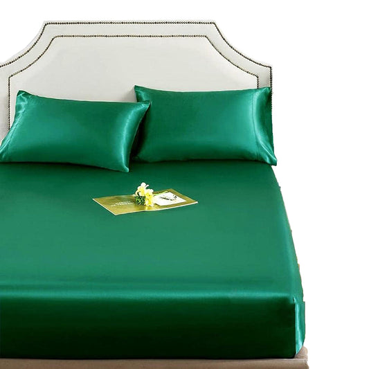 1800TC Microfibre Silky Soft Satin Comfort Hypoallergenic Fitted Sheet Set - Green