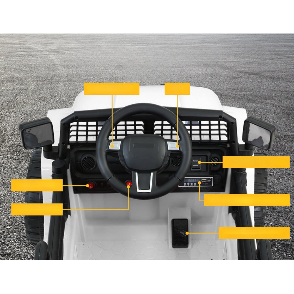 Kids Ride On Car Electric 12V Car Toys Jeep Battery Remote Control White