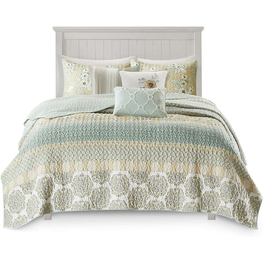 Lightweight 100% Cotton Double Sided Stitching Quilt Set - Yellow