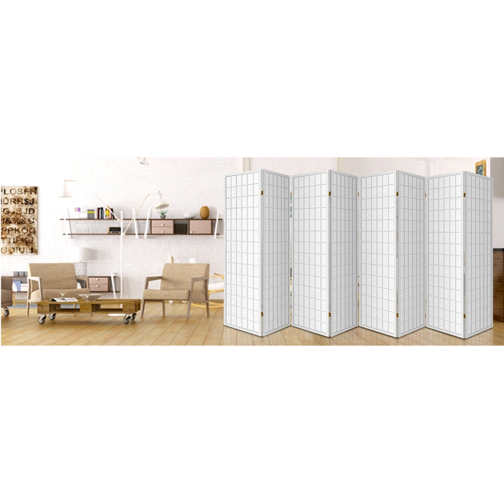 Room Divider Screen Wood Timber Dividers Fold Stand Wide White 8 Panel