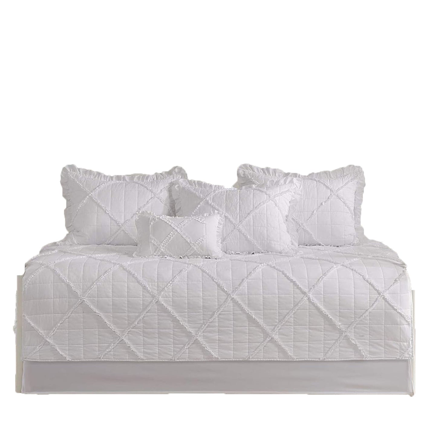 Tufted Cotton Quilted Diamond Ruffle Daybed Cover Set - Rosie White