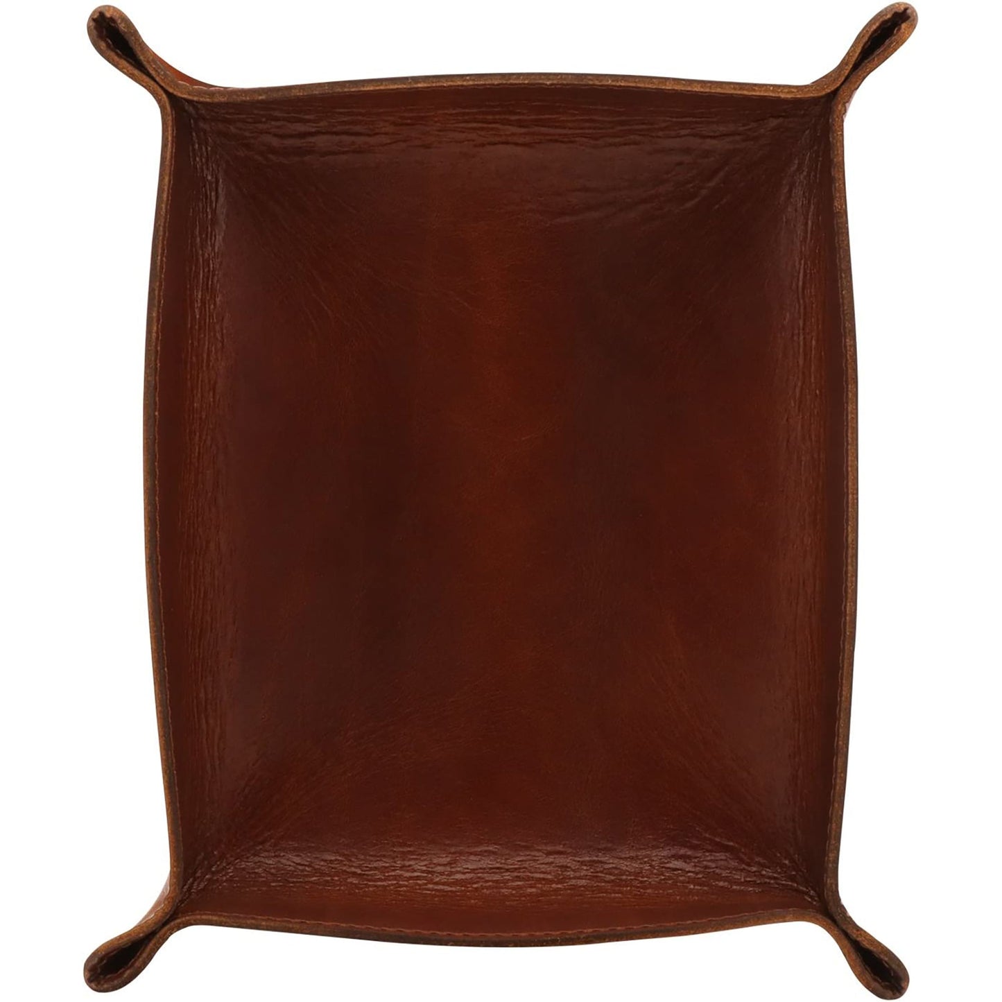 Leather Tray Organizer Storage for Wallets Watches Keys Coins and Phones - Brown