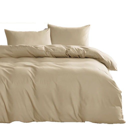 1000TC Ultra Soft Microfiber Duvet Doona Cover Bedding Quilt Cover Set - Tan