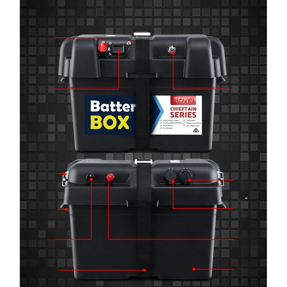 Solar Powered Marine Battery Battery Caravan Box AGM 4WD 140Ah - 12V