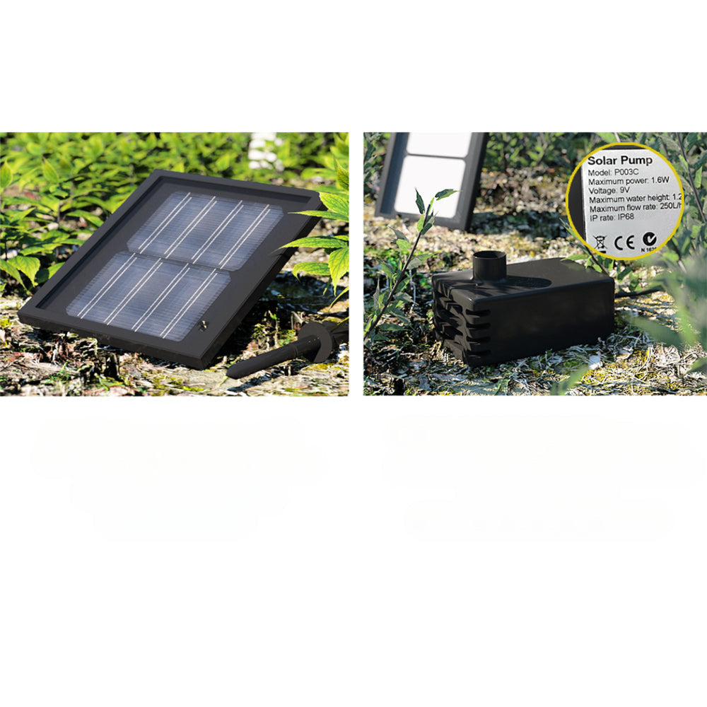 Solar Powered Garden Water Fountain 3 Tiers Black
