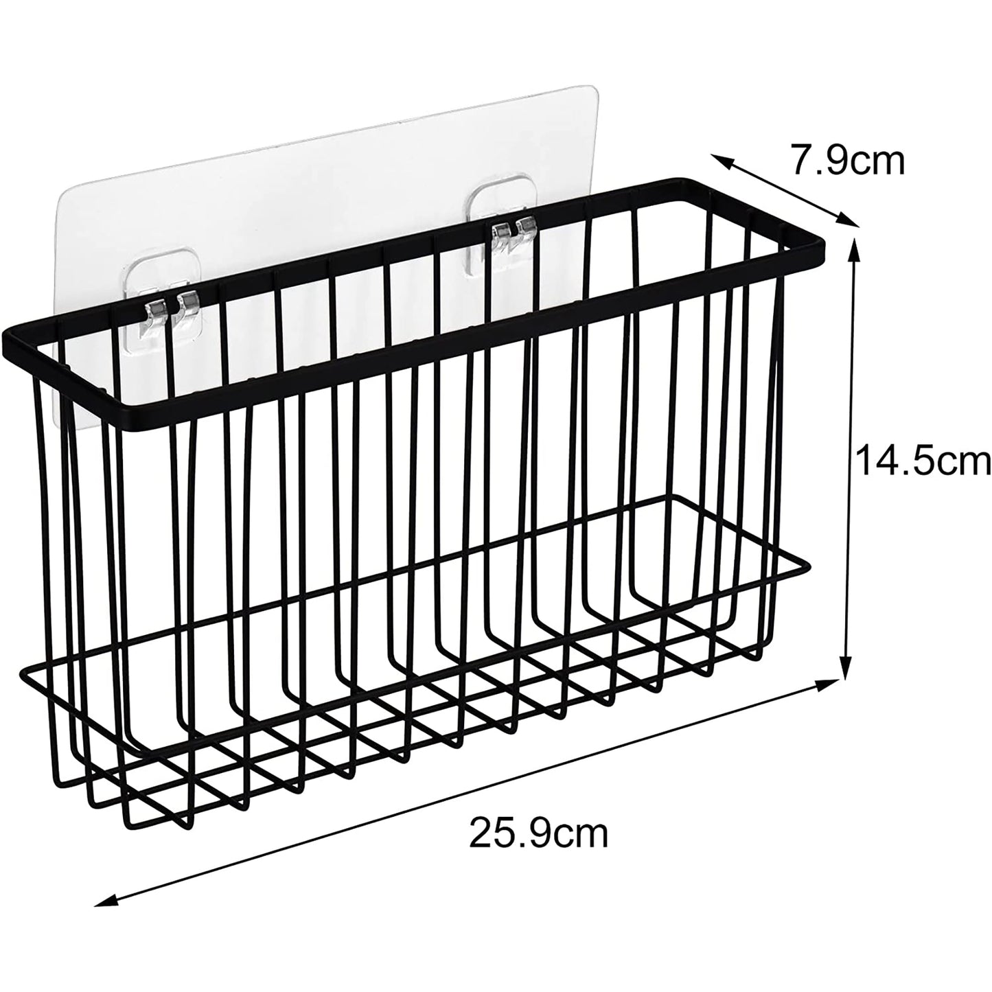 Wall Door Adhesive Kitchen Wrap Organizer Rack No Drilling - Black