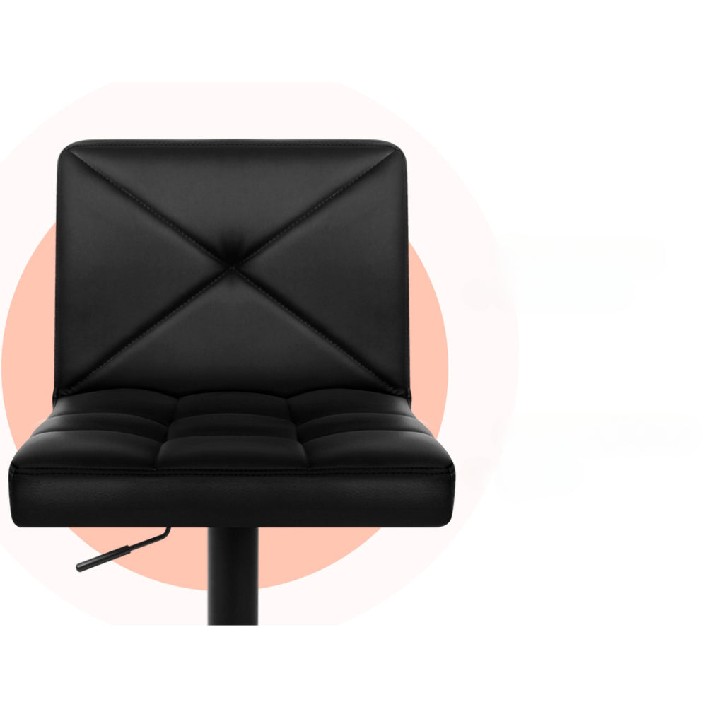 Set of 4 Bar Stools PU Leather Criss Cross Style - Black