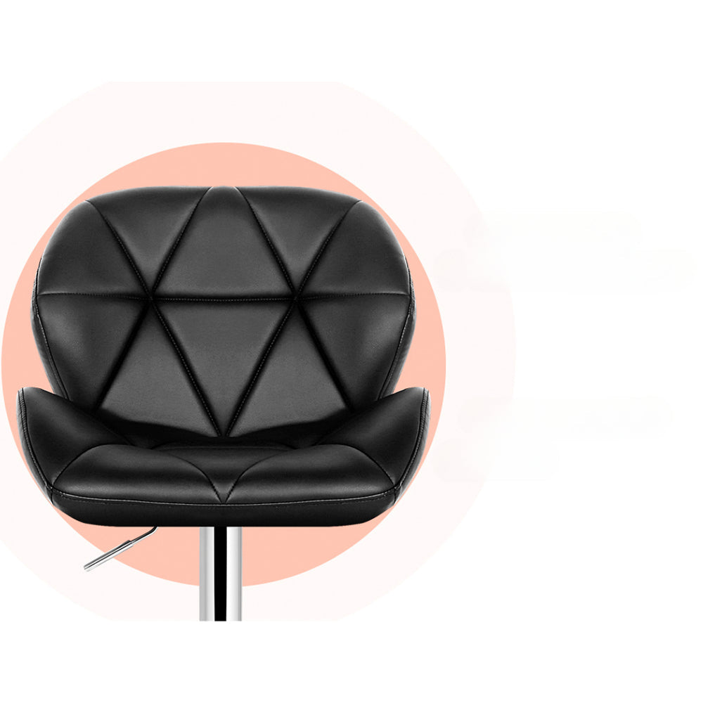 Set of 2 Kitchen Bar Stools - Black and Chrome