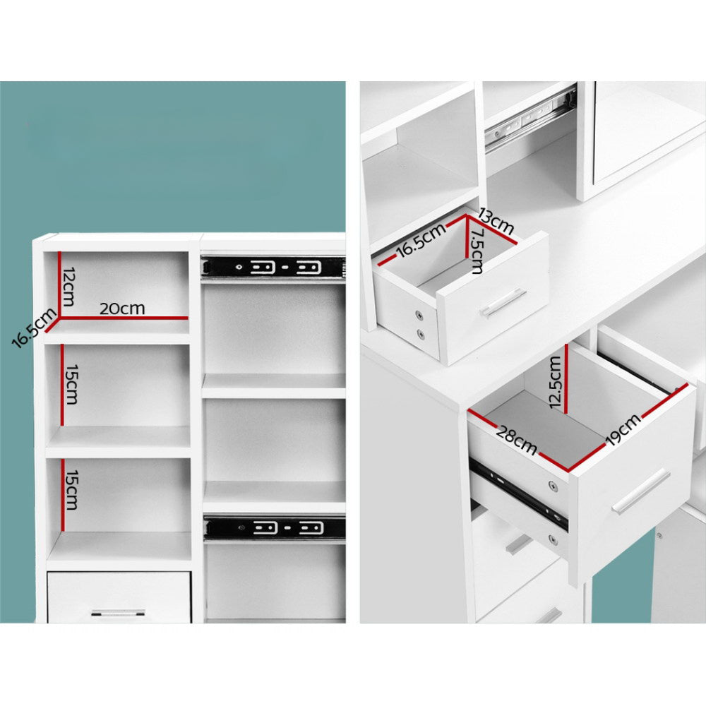Dressing Table Stool Mirror Jewellery Cabinet Makeup Storage Drawer White