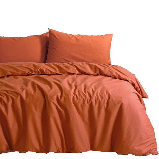 100% Natural Washable Cotton 800TC Soft Breathable Textured Quilt Cover Set - Rust