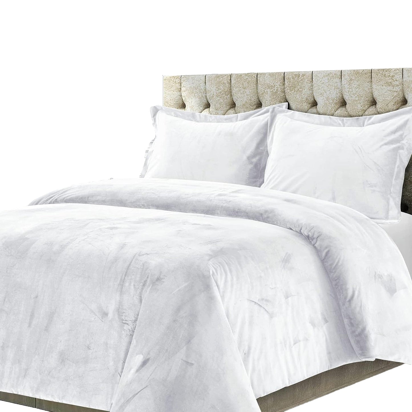 Venice Velvet Oversized Solid Duvet Cover Set - White
