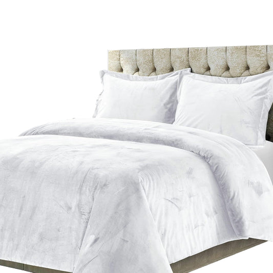 Venice Velvet Oversized Solid Duvet Cover Set - White