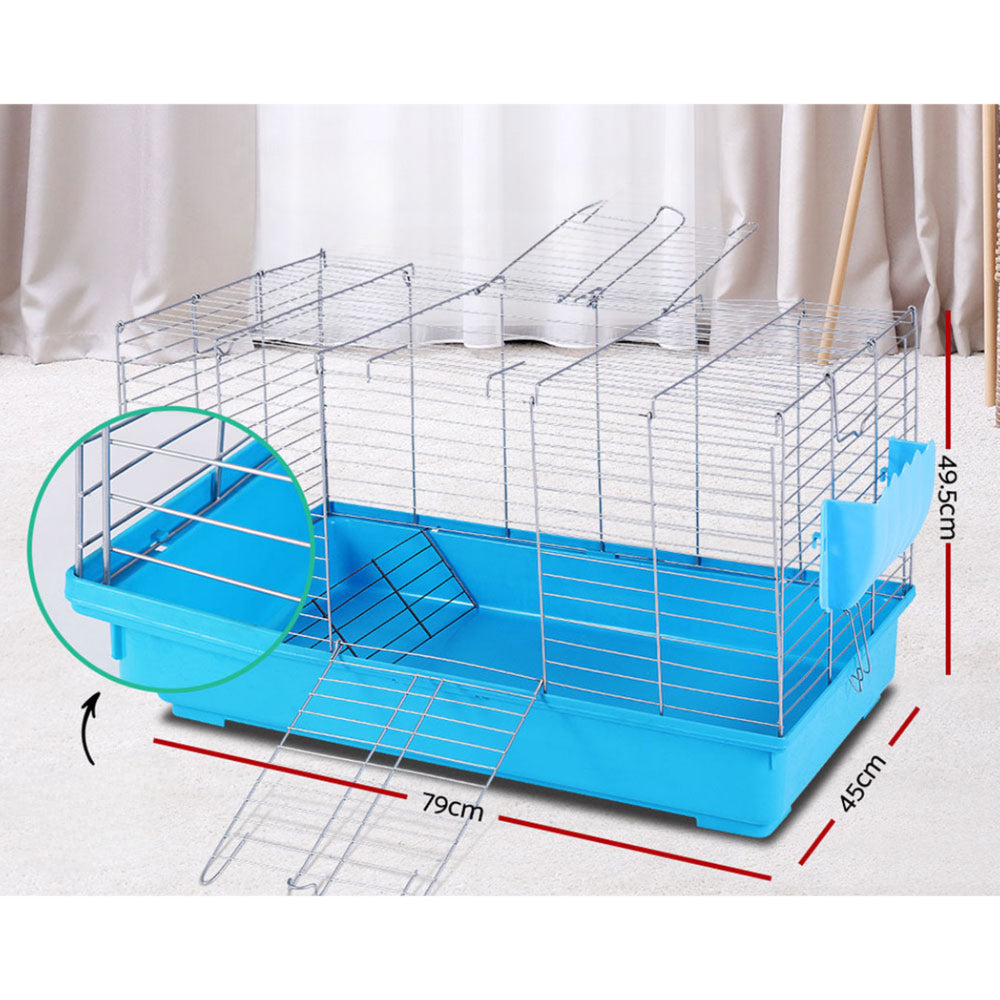 Rabbit Cage Hutch Indoor Hamster Enclosure Carrier - Blue