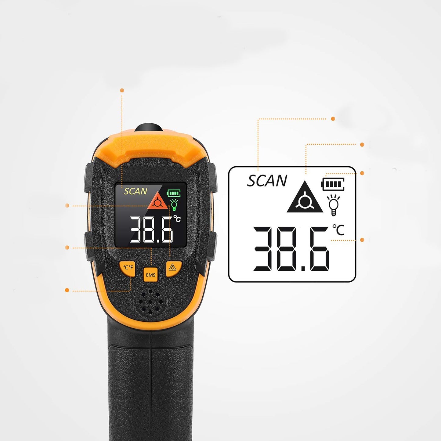 Non Contact Digital Laser Infrared Temperature Gun with Color Display