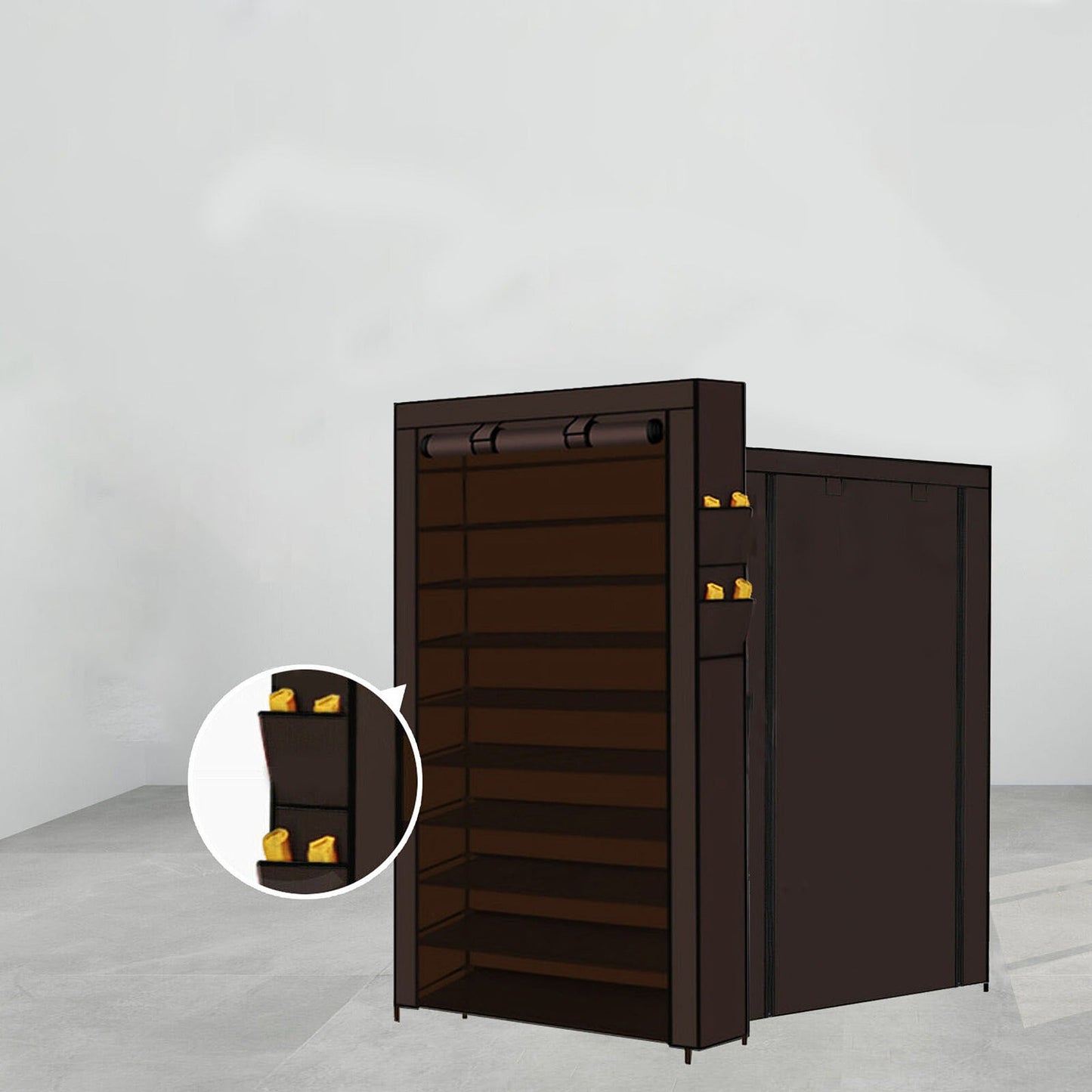 Portable Shoe Rack Cabinet 45 Pairs Storage with Cover
