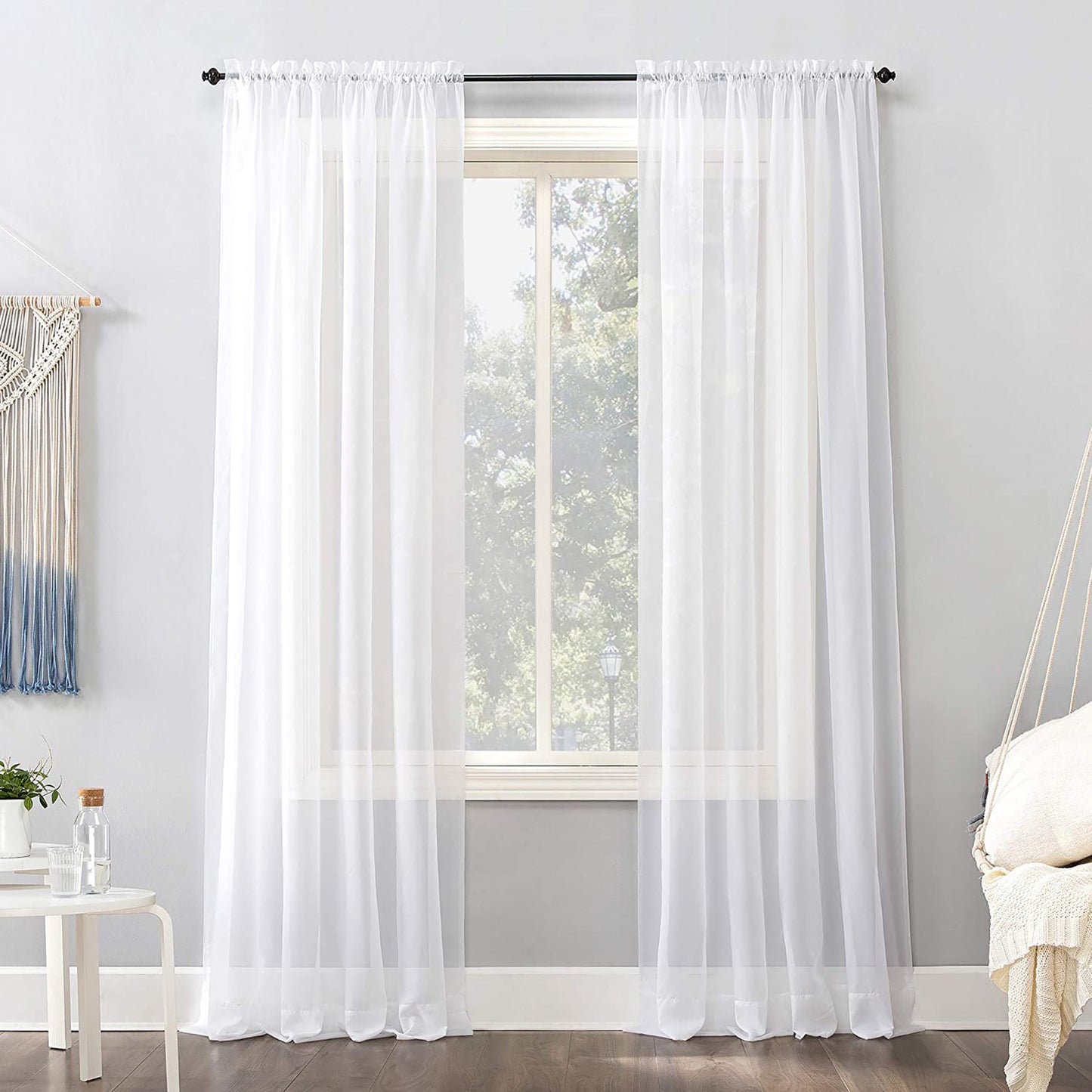 1PC Elegant Sheer Voile Curtain Panel 59 x 84 Inches - White