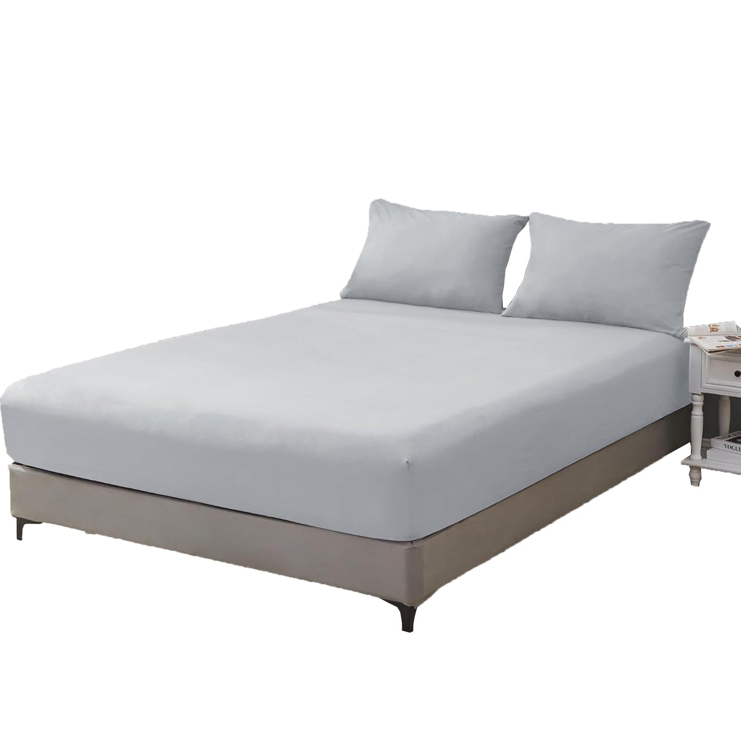 1200TC Sateen Weave Premium 100% Cotton Fitted Sheet - Silver