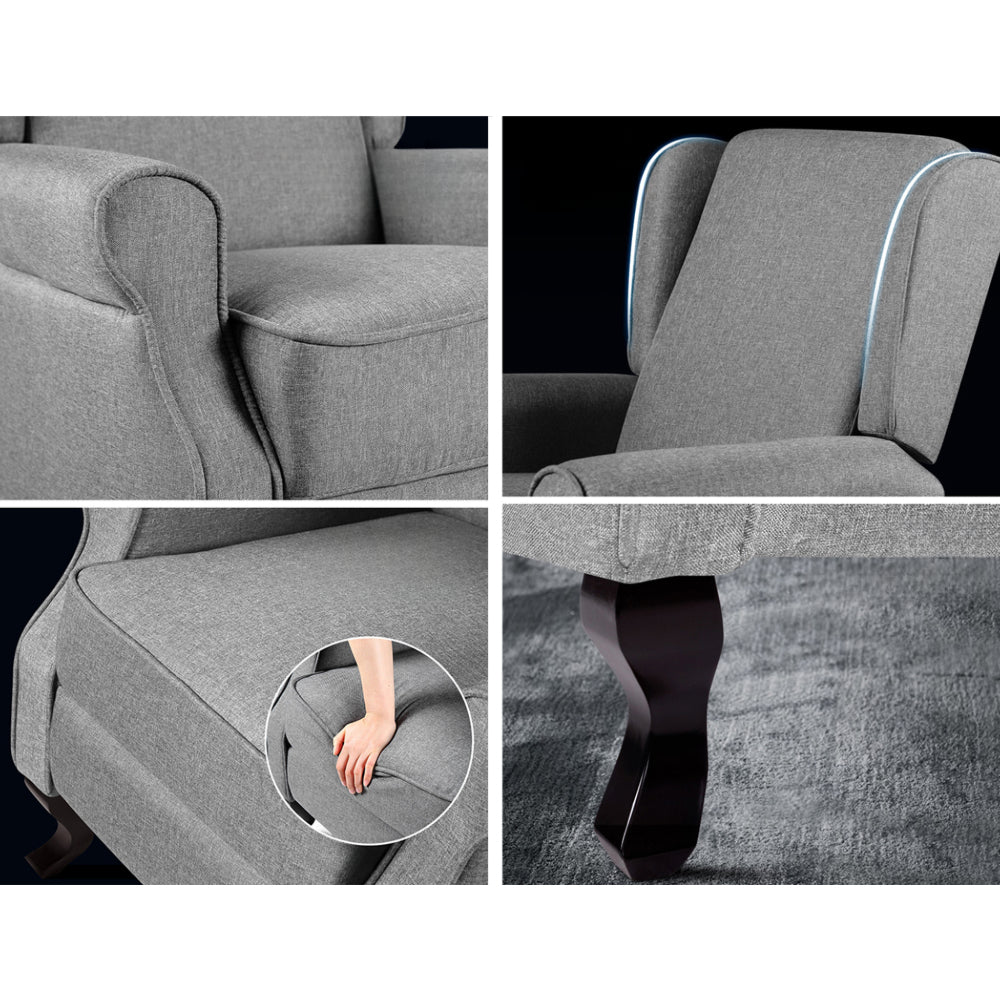 Recliner Chair Luxury Lounge Armchair Single Sofa Couch Fabric Grey