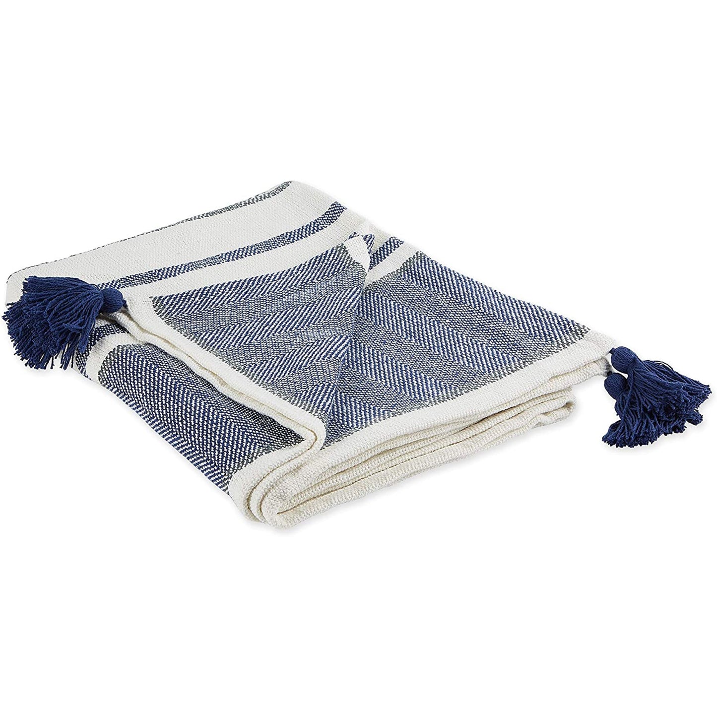 Traditional 2 Tone Chevron Stripe Throw 50x60 - Navy