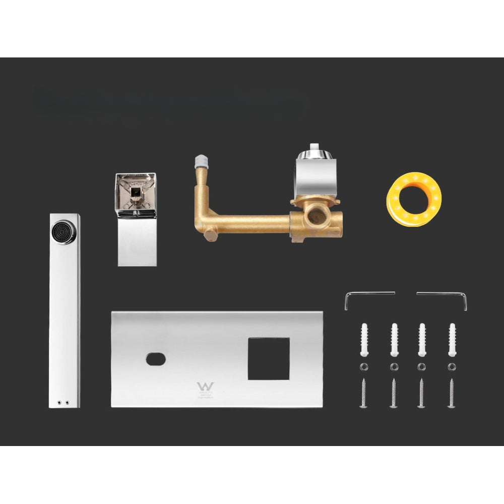 Bathroom Tap Wall Square Silver Basin Mixer Taps Vanity Brass Faucet