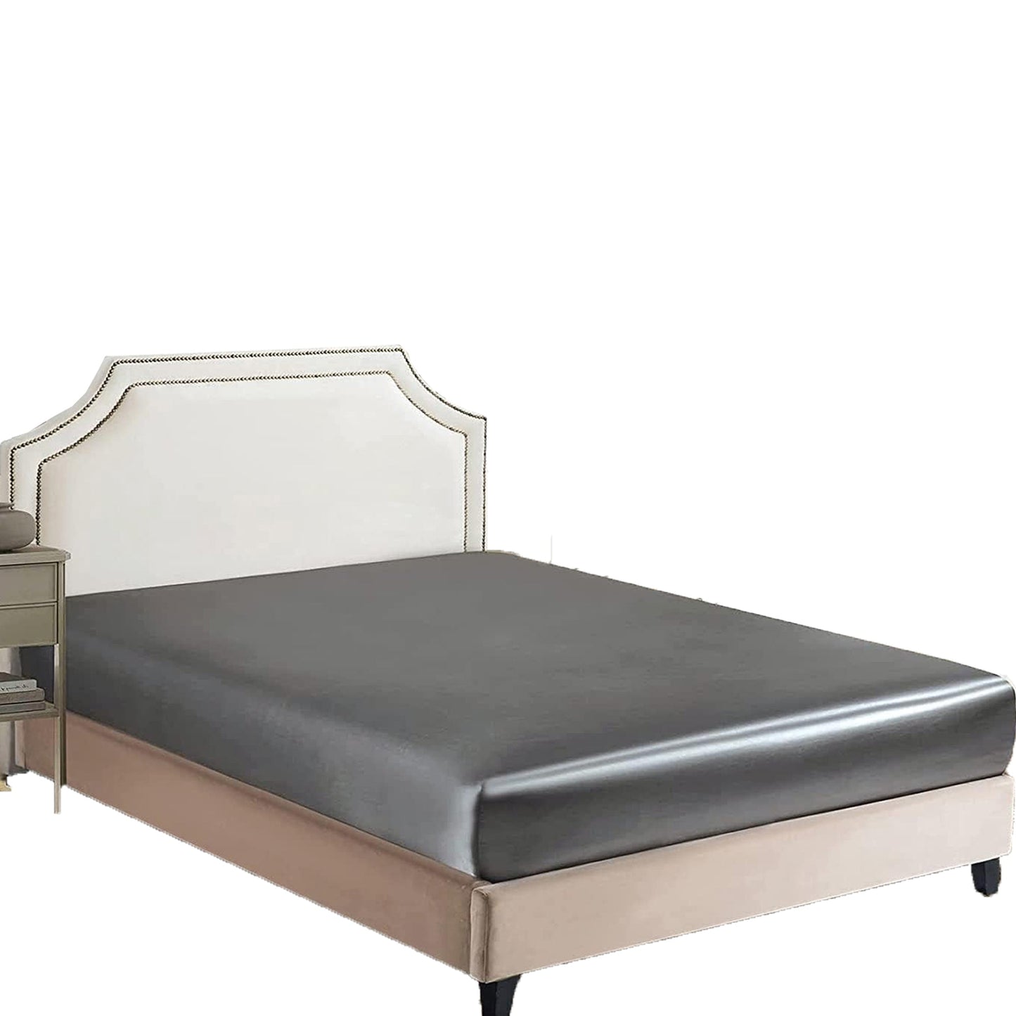 2000 TC Silk Satin Ultra Soft Deep Pocket Fitted Sheet - Grey