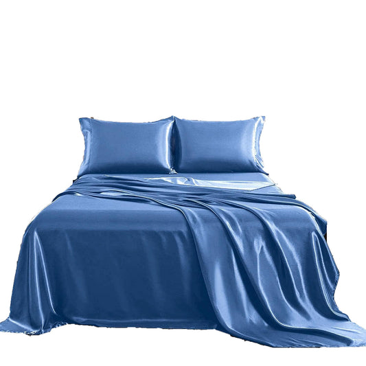 2000TC Microfibre Art Silk Satin Bedding Sheet Set - Ocean