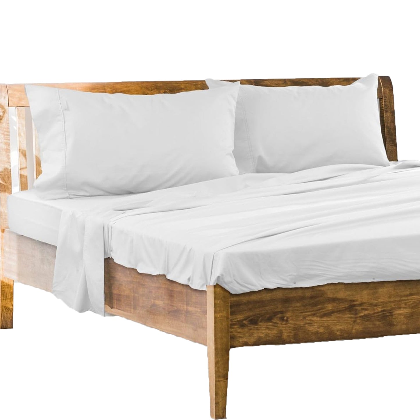 1000 Thread Count Cotton Rich Bedding Sheet Set with Pillowcases - White