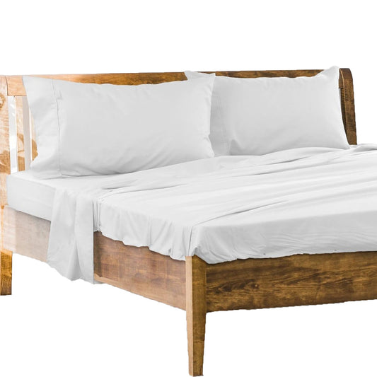 1000 Thread Count Cotton Rich Bedding Sheet Set with Pillowcases - White