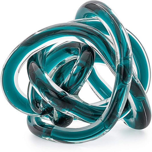 Orbit Glass Decor Ball Abstract Teal Glass Knot Home Decor - Teal
