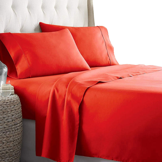 2000TC Ultra-Soft Luxury Deep Pocket Bedding Sheet Set - Red