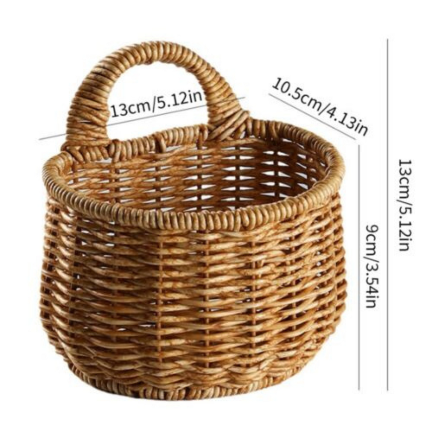 Handmade Wicker Rattan Basket Wall Hanging Planter for Home Decor