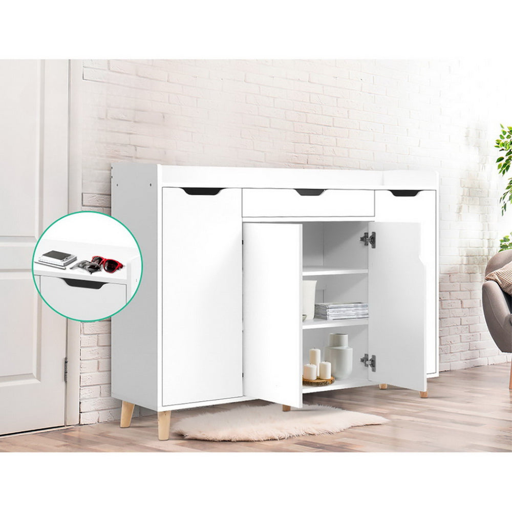 Shoe Cabinet Shoes Storage Rack 120cm Organiser White Drawer Cupboard