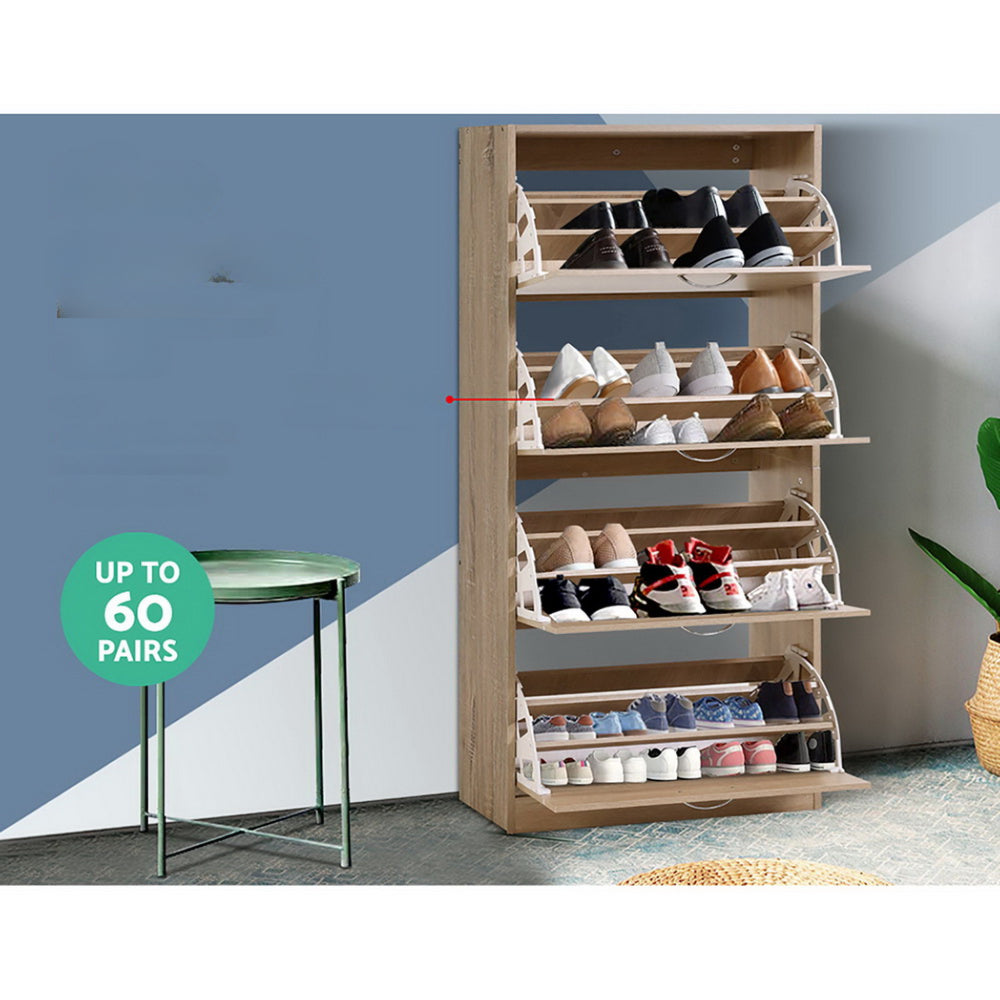 Shoe Cabinet Shoes Storage Rack Organiser 60 Pairs Wood Shelf Drawer