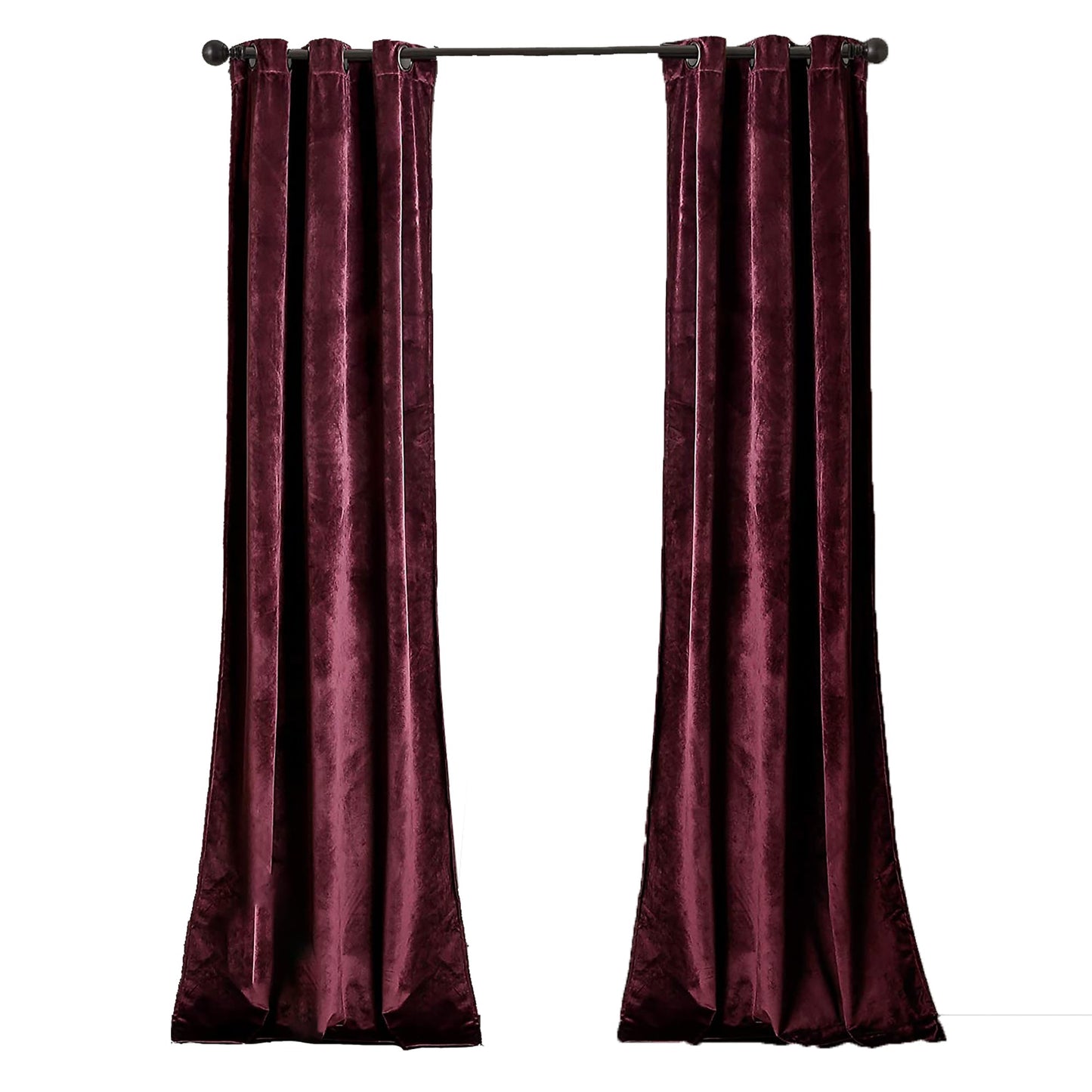 Room Darkening Velvet Curtains Window Panel Set for Living Dining Bedroom Pair 84 in - Plum