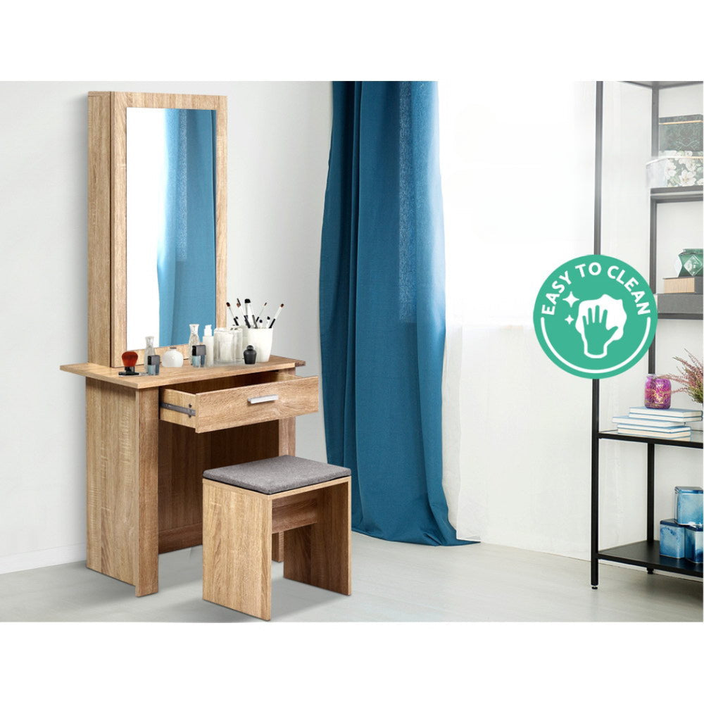 Dressing Table Mirror Stool Mirror Jewellery Cabinet Makeup Storage Wood