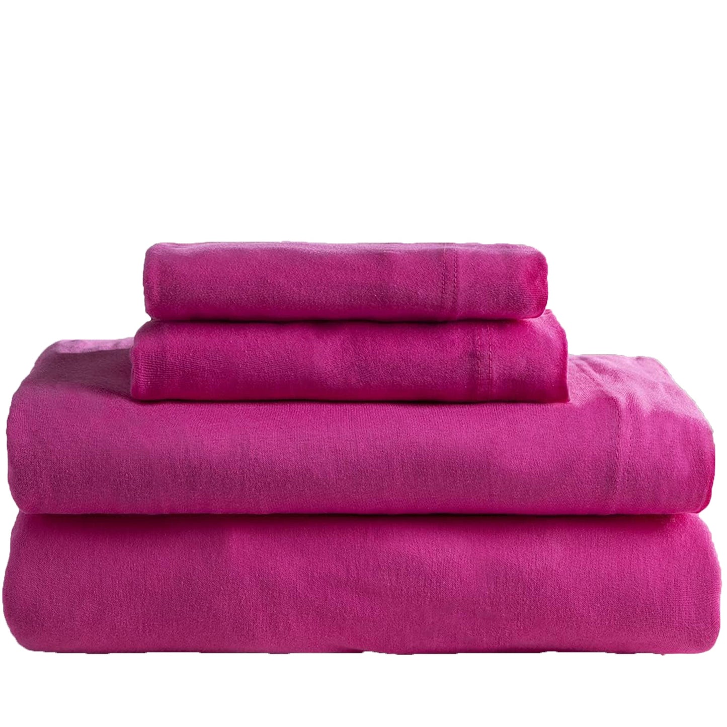 Flannel Cotton Jersey Bed Sheet Set - Bright Pink