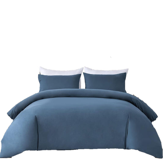 Ultra Soft 100% Washed Cloth Cotton Quilt Cover Set - Navy Blue