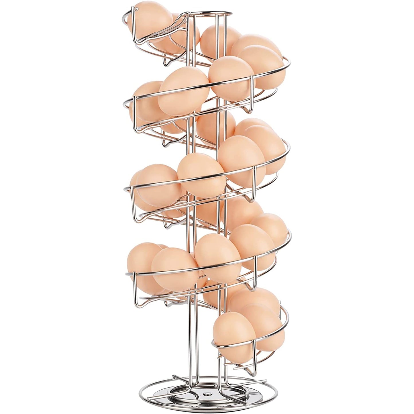 Spiral Design Stainless Steel Metal Egg Skelter Dispenser Storage Display Rack Rack - Silver