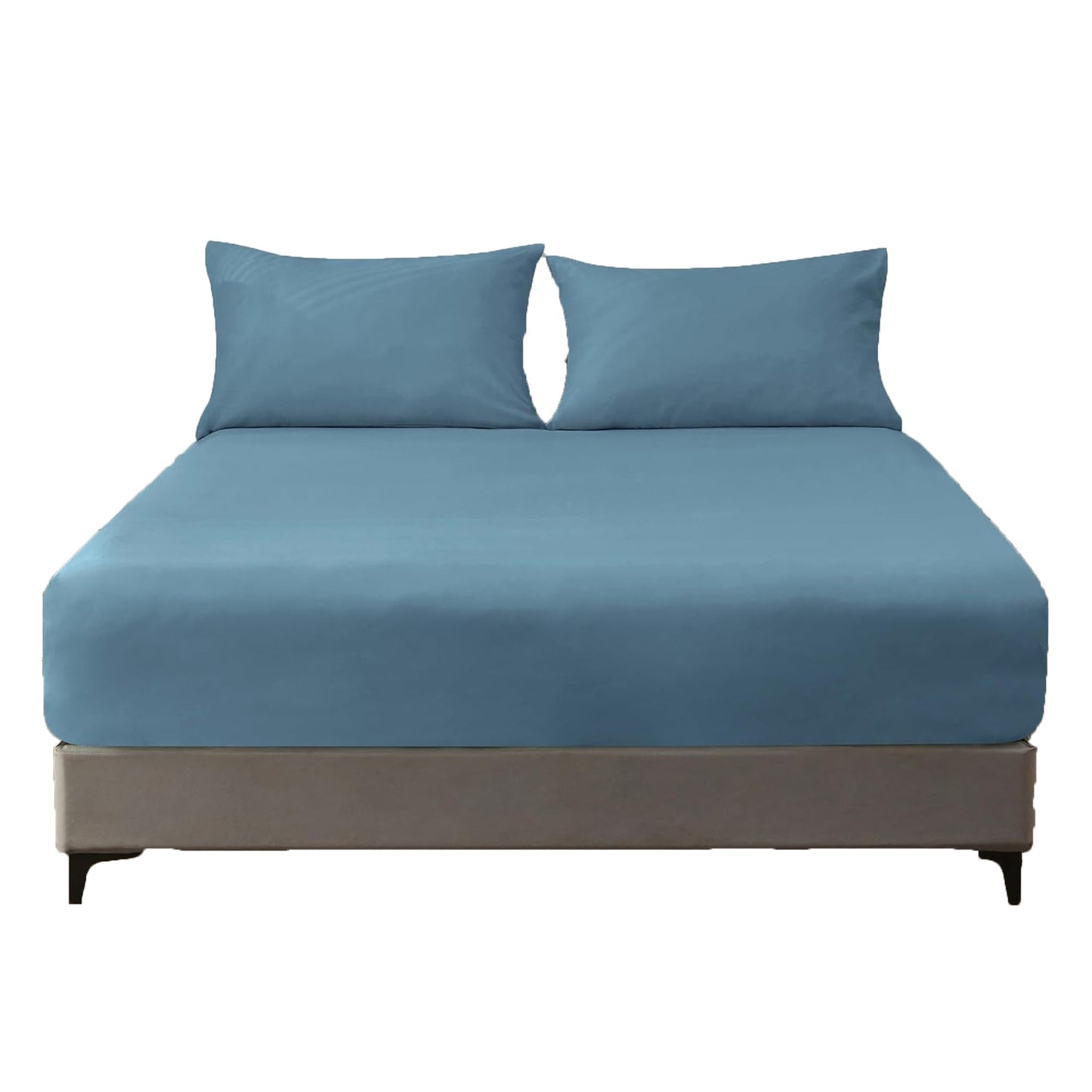 1000TC Cotton Blend Soft and Breathable Fitted Sheet 40cm Deep Pocket - Dusty Blue