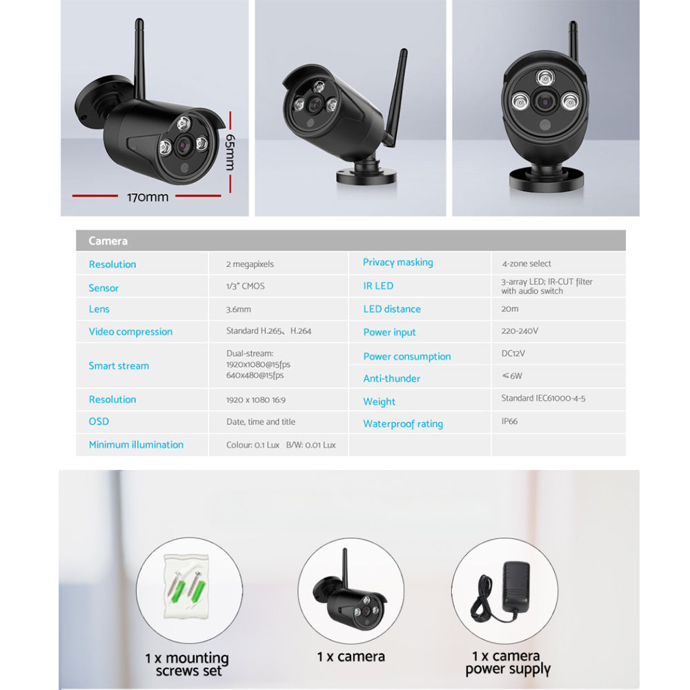 3MP Wireless Security Camera System IP CCTV Home