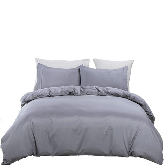 2000 TC Premium Microfibre Doona Cover Ultra Soft Quilt Cover Set - Silver Grey