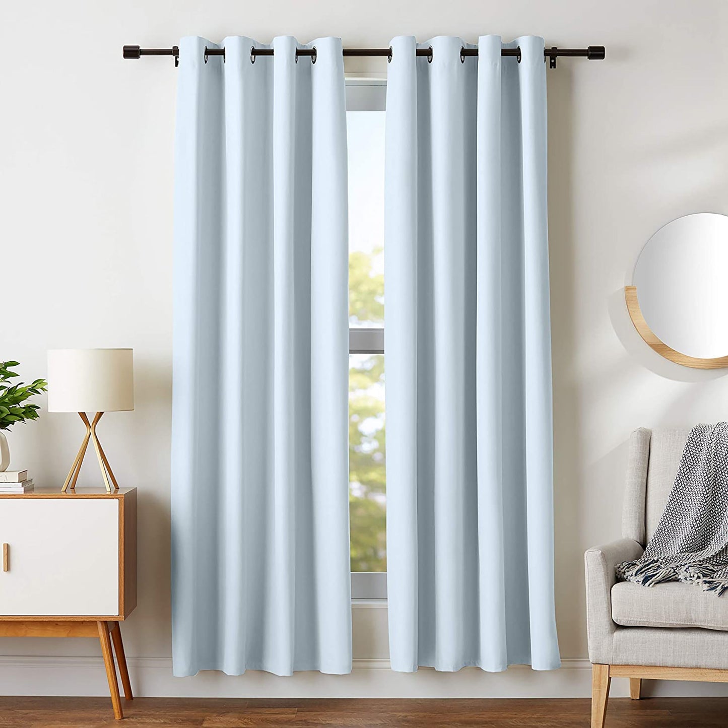 Room Darkening Blackout Window Curtains with Grommets 2 Panels - Light Gray