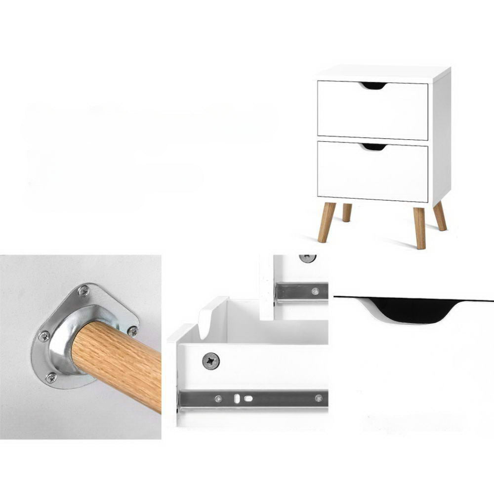 Bedside Tables Drawers Side Table Nightstand White Storage Cabinet Wood