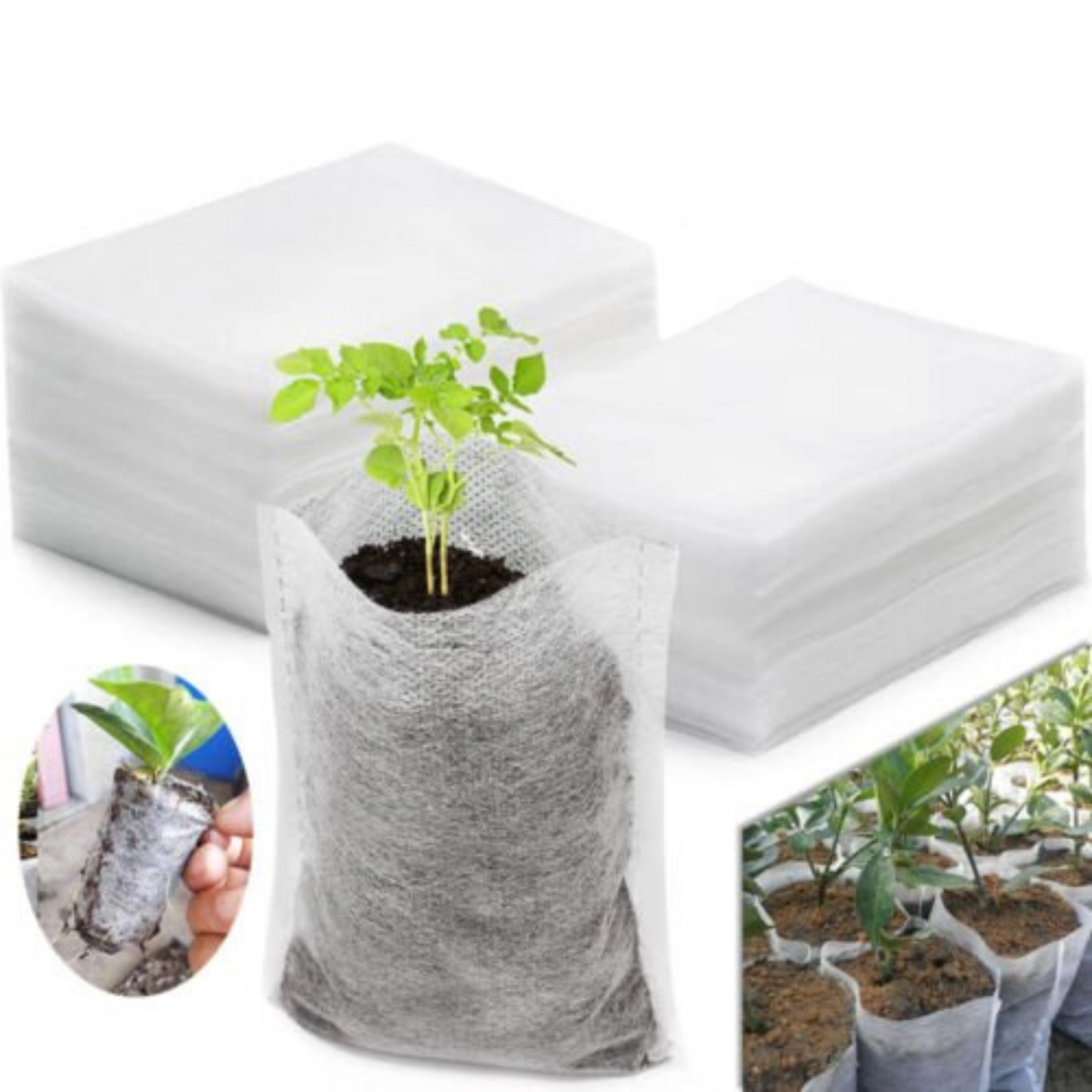 400pcs Non-Woven Garden Plant Nursery Bags Fabric Seedling Pots